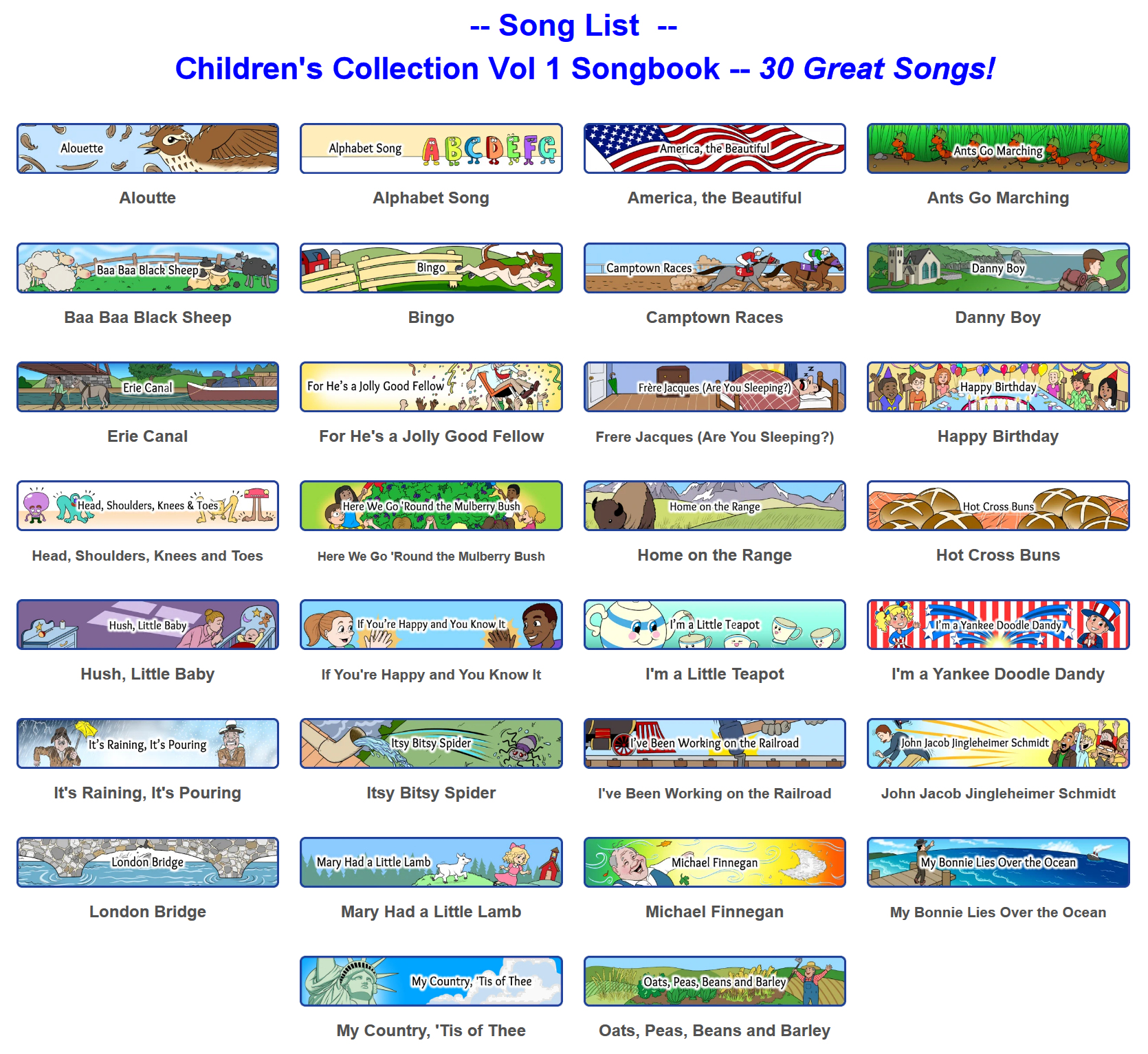 Childrens Collection Vol 1 all 30 Songs